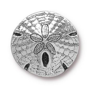 Antiqued Silver Sand Dollar Button (17mm) - The Bead Chest
