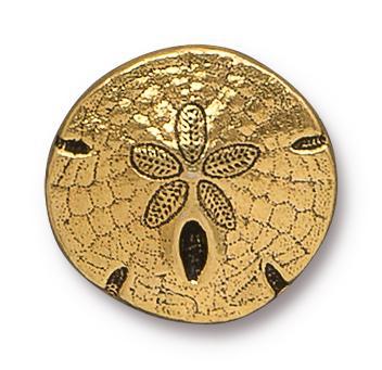 Antiqued Gold Sand Dollar Button (17mm) - The Bead Chest