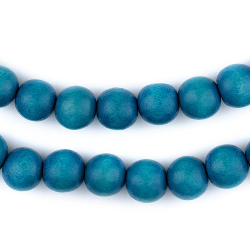 Aqua Blue Round Natural Wood Beads (10mm) - The Bead Chest