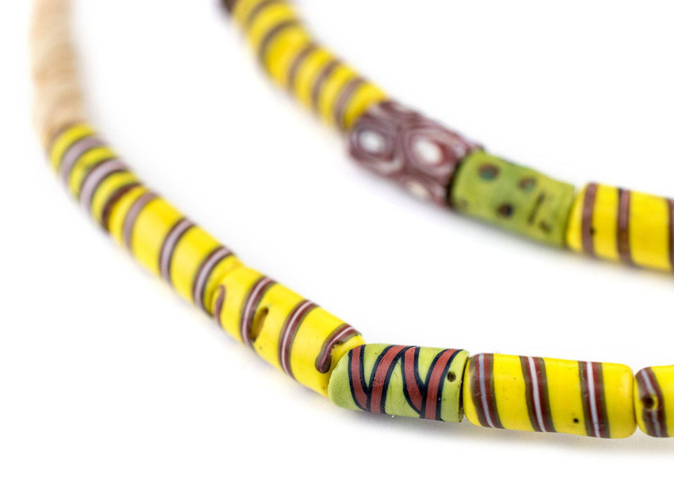Antique Yellow Spiral Venetian Trade Beads (6mm) - The Bead Chest