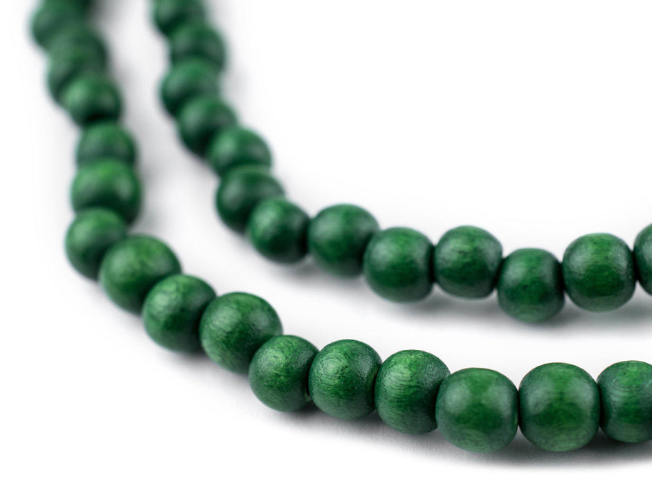 Green Round Natural Wood Beads (6mm) - The Bead Chest