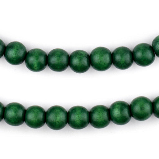 Green Round Natural Wood Beads (8mm) - The Bead Chest