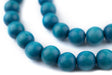 Aqua Blue Round Natural Wood Beads (10mm) - The Bead Chest