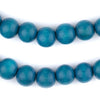 Aqua Blue Round Natural Wood Beads (12mm)