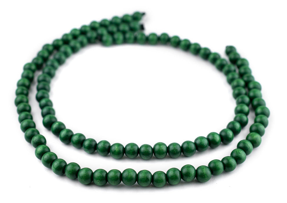 Green Round Natural Wood Beads (8mm) - The Bead Chest