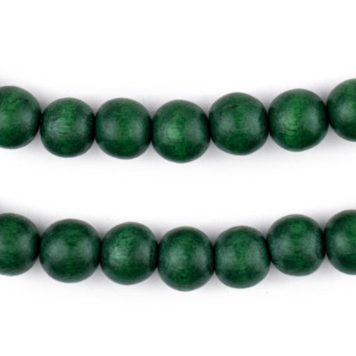 Green Round Natural Wood Beads (10mm) - The Bead Chest