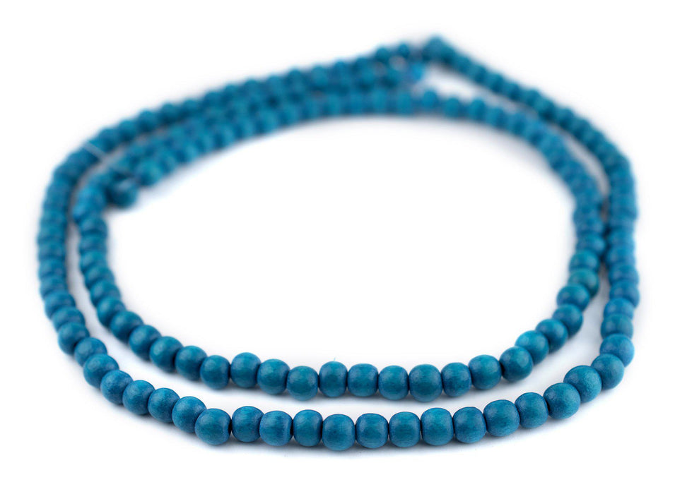 Aqua Blue Round Natural Wood Beads (6mm) - The Bead Chest