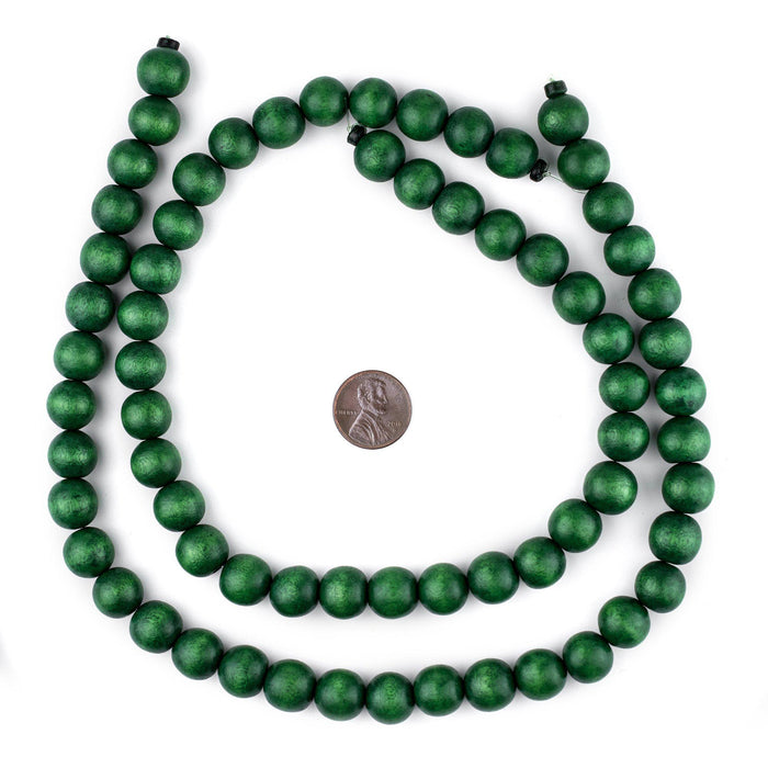 Green Round Natural Wood Beads (12mm) - The Bead Chest