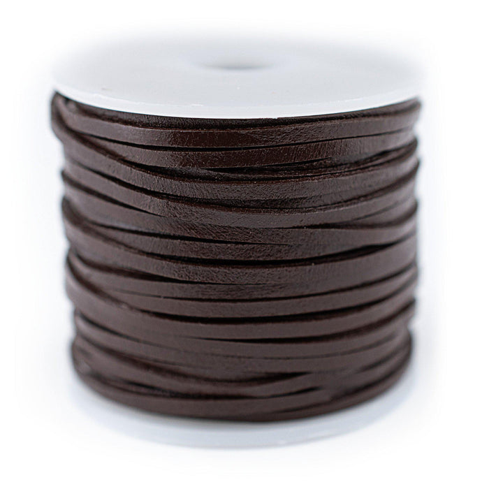 1.5mm Dark Brown Flat Leather Cord (75ft) - The Bead Chest