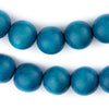 Aqua Blue Round Natural Wood Beads (16mm)