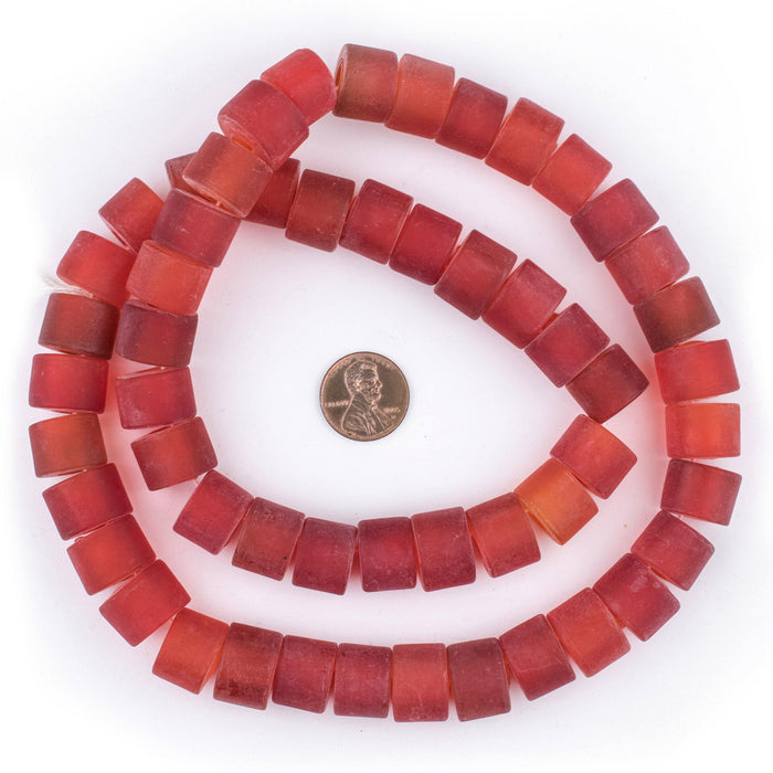 Red Recycled Glass Beads (Tabular) - The Bead Chest