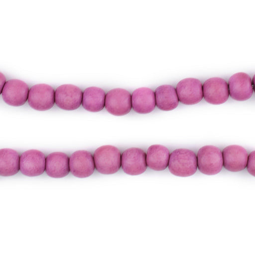 Magenta Round Natural Wood Beads (6mm)