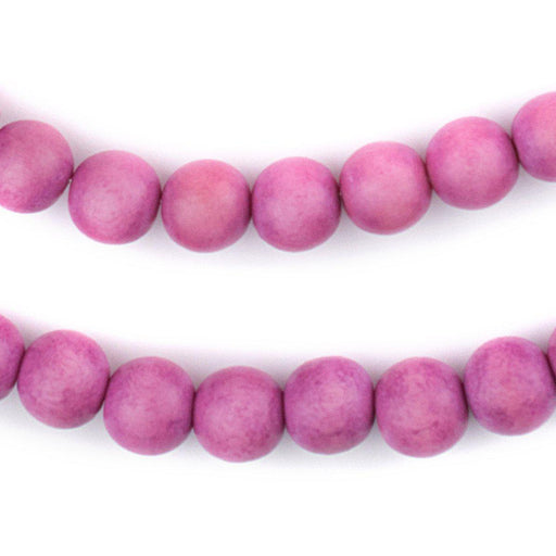 Magenta Round Natural Wood Beads (10mm) - The Bead Chest