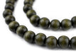 Olive Green Round Natural Wood Beads (10mm) - The Bead Chest