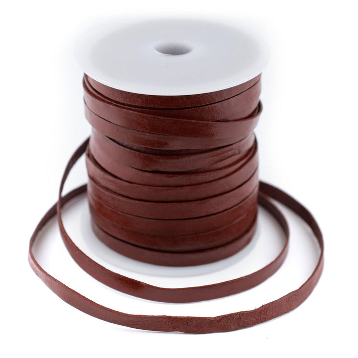 6.0mm Brown Flat Leather Cord (75ft) - The Bead Chest