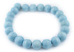 Light Blue Round Natural Wood Beads (20mm) - The Bead Chest