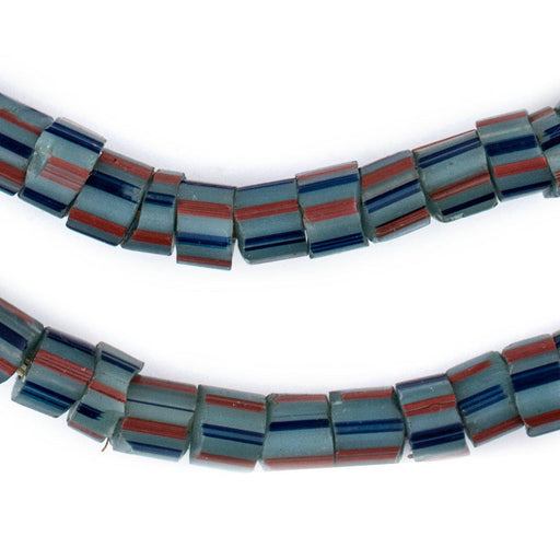 Old Blue & Red Striped Venetian Glass Beads - The Bead Chest