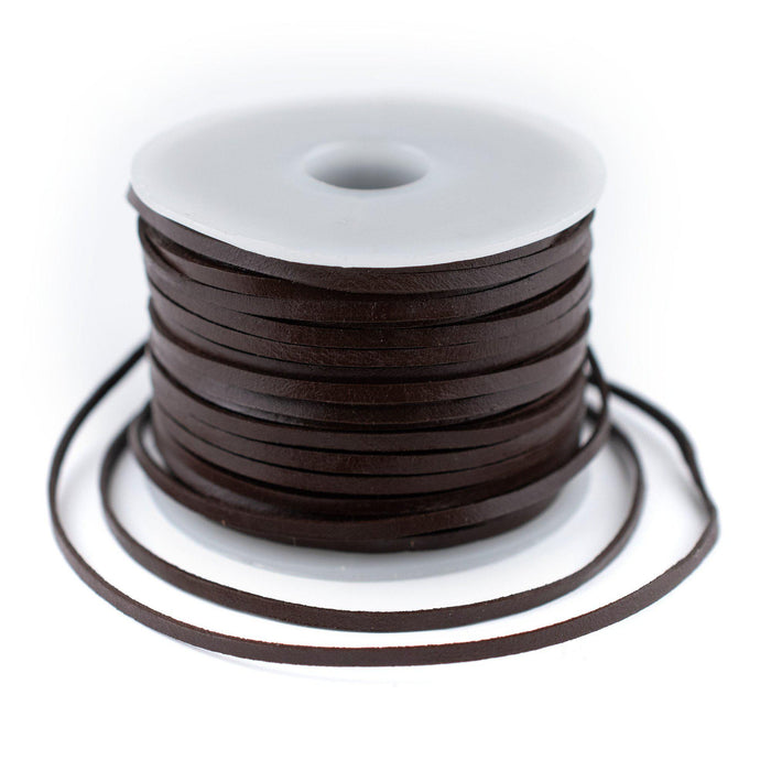 2.0mm Dark Brown Flat Leather Cord (75ft) - The Bead Chest