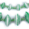 Green & White Splotch Recycled Paper Beads from Uganda (Large)