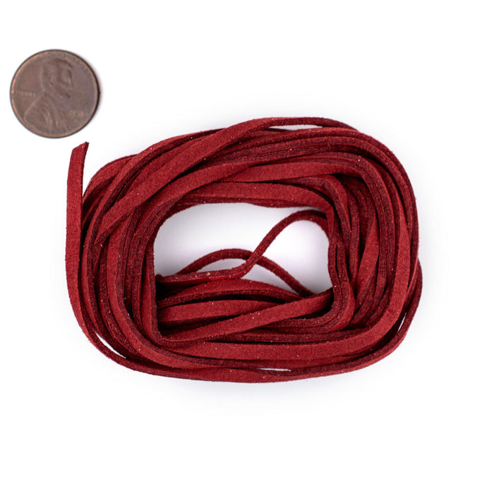 3mm Flat Dark Red Faux Suede Cord (15ft) - The Bead Chest