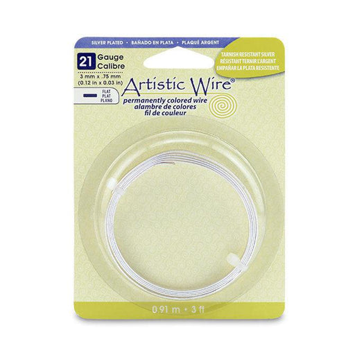 21 Gauge Tarnish Resistant Silver Plated Flat Artistic Wire 3mm (3ft) - The Bead Chest