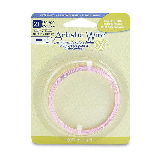 21 Gauge Rose Gold Color Flat Artistic Wire 3mm (3ft)