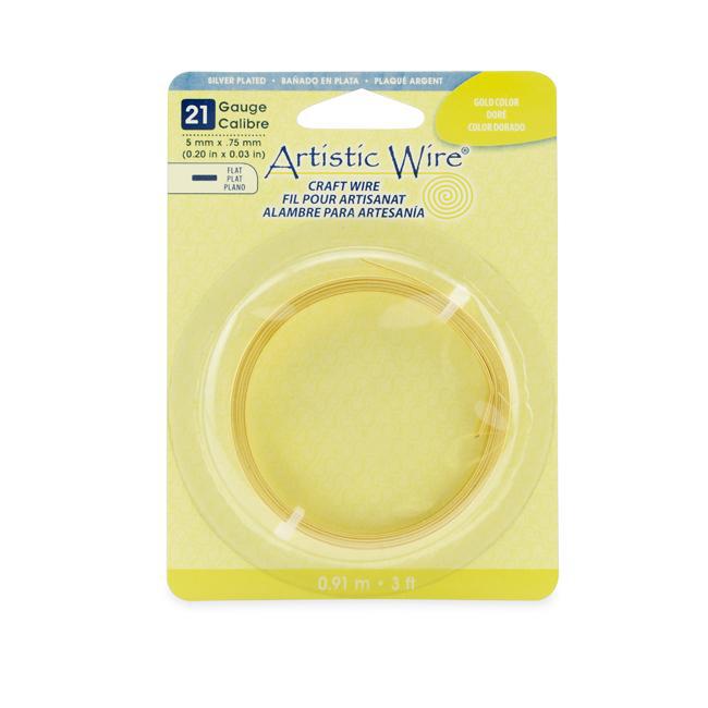 21 Gauge Gold Color Flat Artistic Wire 5mm (3ft) - The Bead Chest