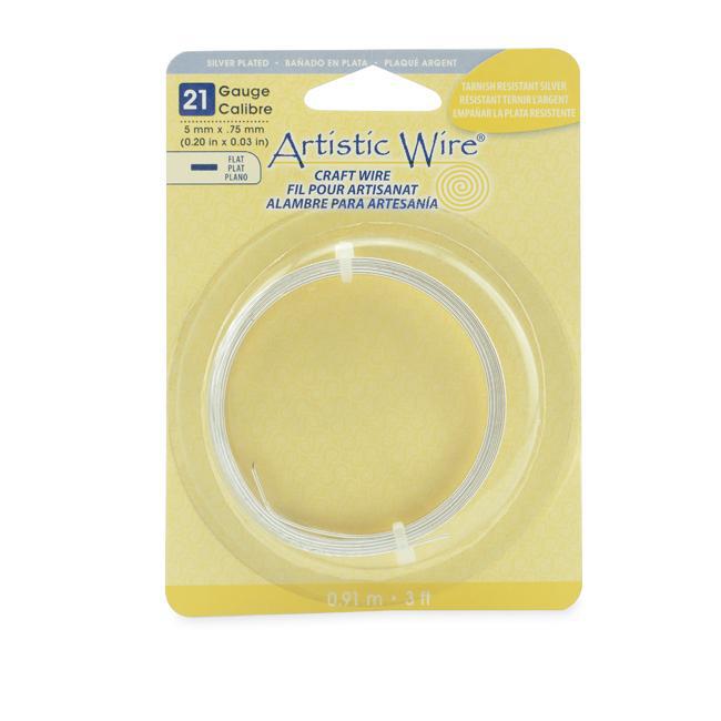 21 Gauge Tarnish Resistant Silver Flat Artistic Wire 5mm (3ft) - The Bead Chest