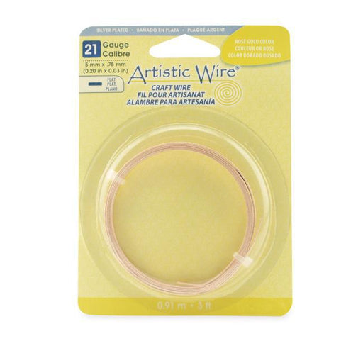 21 Gauge Rose Gold Color Flat Artistic Wire 5mm (3ft)