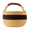 Ghanaian Bolga Basket, Striped Black, Large Size