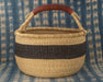 Ghanaian Bolga Basket, Striped Black, Large Size - The Bead Chest