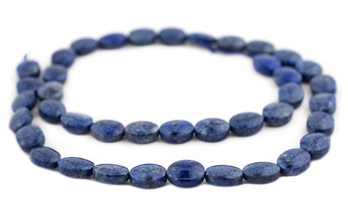 Flat Oval Lapis Lazuli Beads (8-10mm) - The Bead Chest