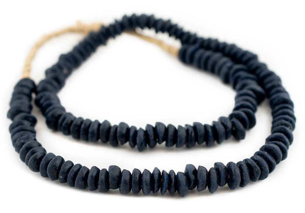 Dark Blue Ashanti Saucer Beads (10mm) - The Bead Chest