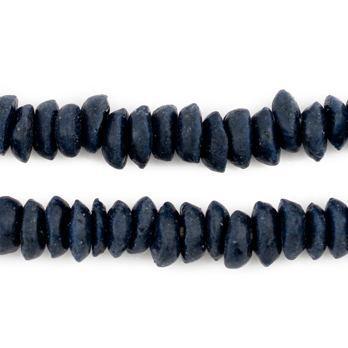 Dark Blue Ashanti Saucer Beads (10mm) - The Bead Chest