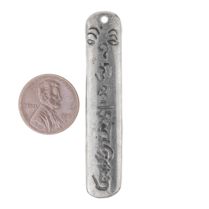 Silver Om Mani Padme Hum Pendant (58x20mm) - The Bead Chest