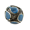 Turquoise-Inlaid Afghan Tribal Silver Bead (25mm)