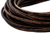 3.0mm Dark Brown Distressed Round Leather Cord (15ft)