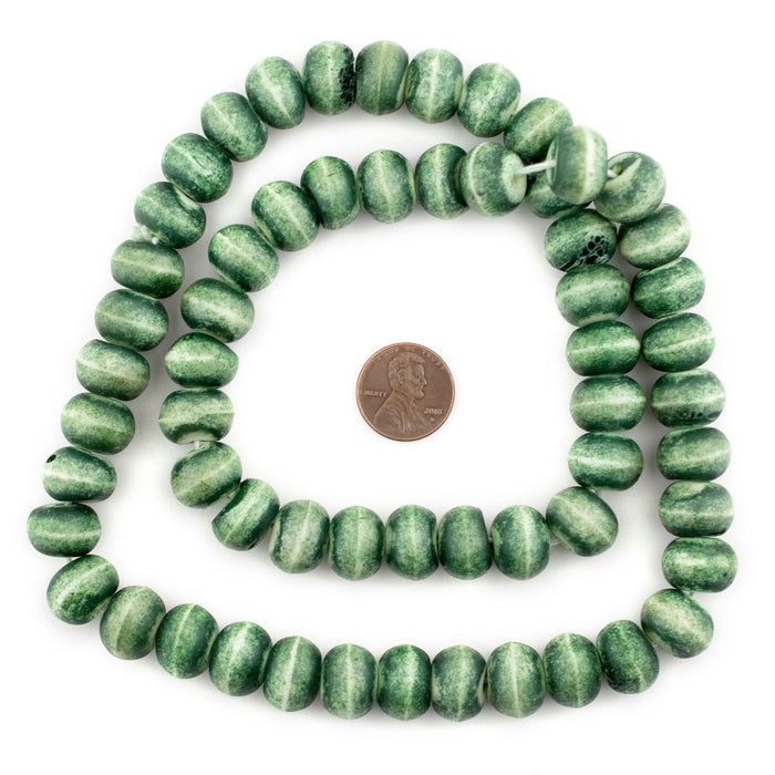 Forest Green Rustic Bone Beads (14mm) - The Bead Chest
