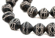 Tribal Design Bicone Black Mali Clay Beads (20mm) - The Bead Chest