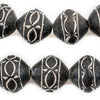 Tribal Design Bicone Black Mali Clay Beads (20mm)
