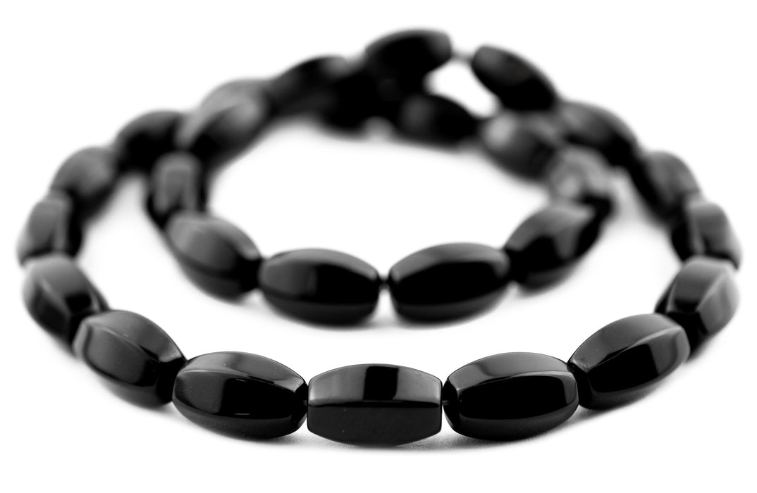 Faceted Oval Onyx Beads (15x9mm) - The Bead Chest