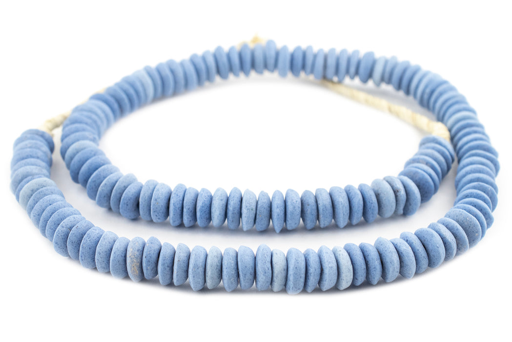 Carolina Blue Ashanti Glass Saucer Beads (12mm) - The Bead Chest