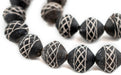 Criss Cross Design Bicone Black Mali Clay Beads (22mm) - The Bead Chest