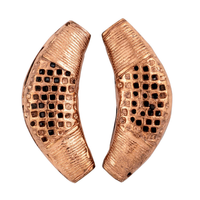 Copper Woven Filigree Elbow Bead (59x23mm) - The Bead Chest