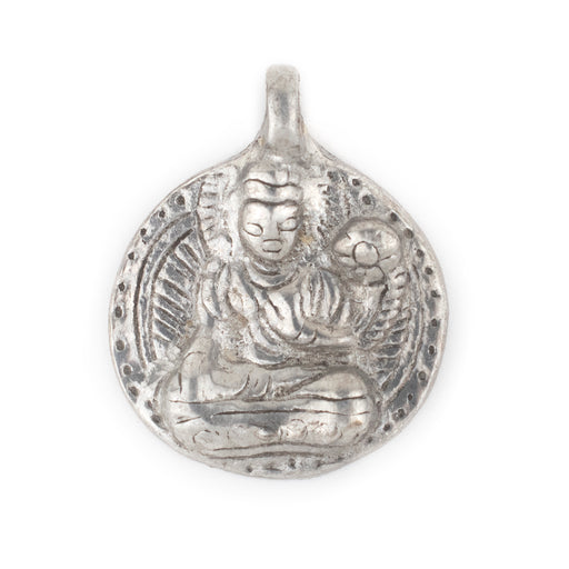 Round Silver Buddha Pendant (28x34mm)