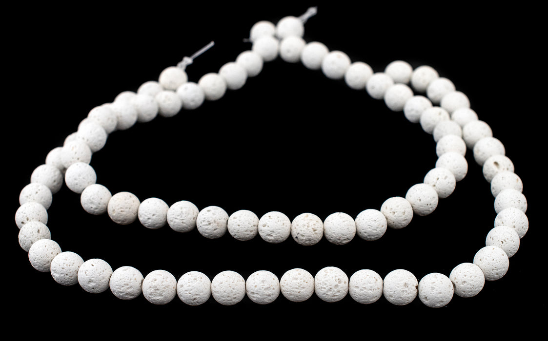White Volcanic Lava Beads (10mm) - The Bead Chest