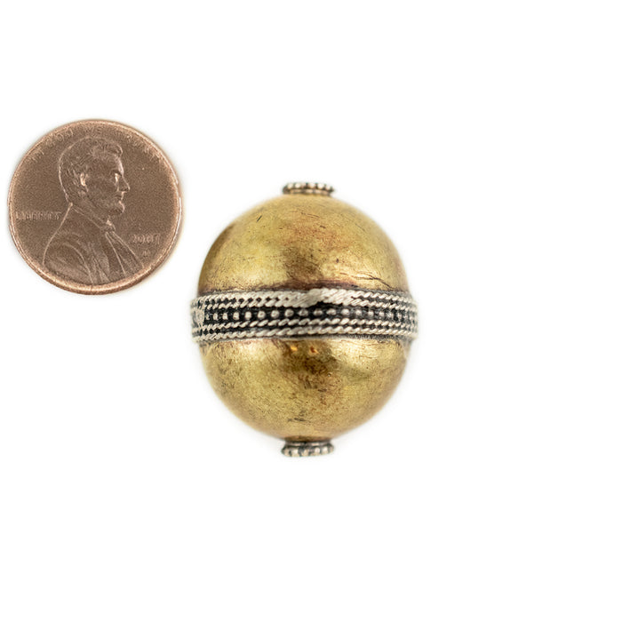 Oval Afghani Tribal Brass Bead (27x23mm) - The Bead Chest