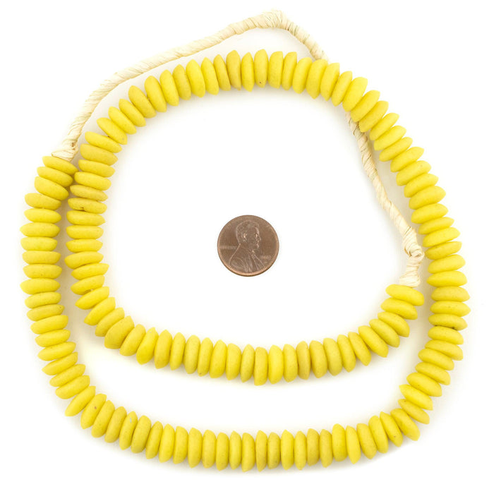 Yellow Ashanti Glass Saucer Beads (12mm) - The Bead Chest