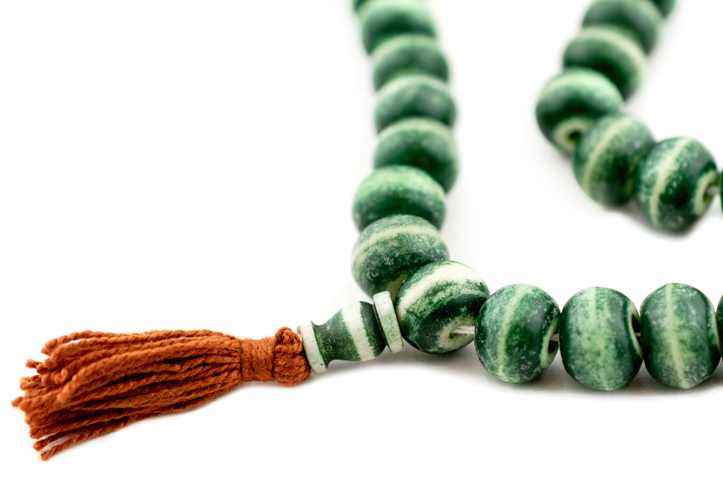 Forest Green Rustic Bone Mala Beads (12mm) - The Bead Chest
