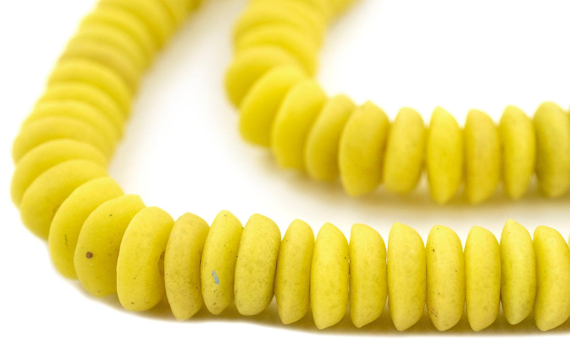 Yellow Ashanti Glass Saucer Beads (12mm) - The Bead Chest